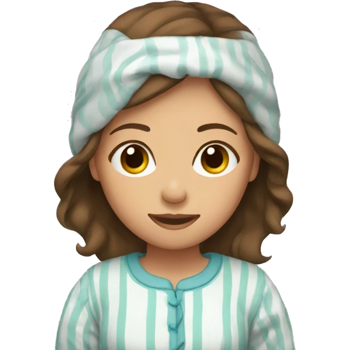 Girl with brown hair with pajamas on emoji