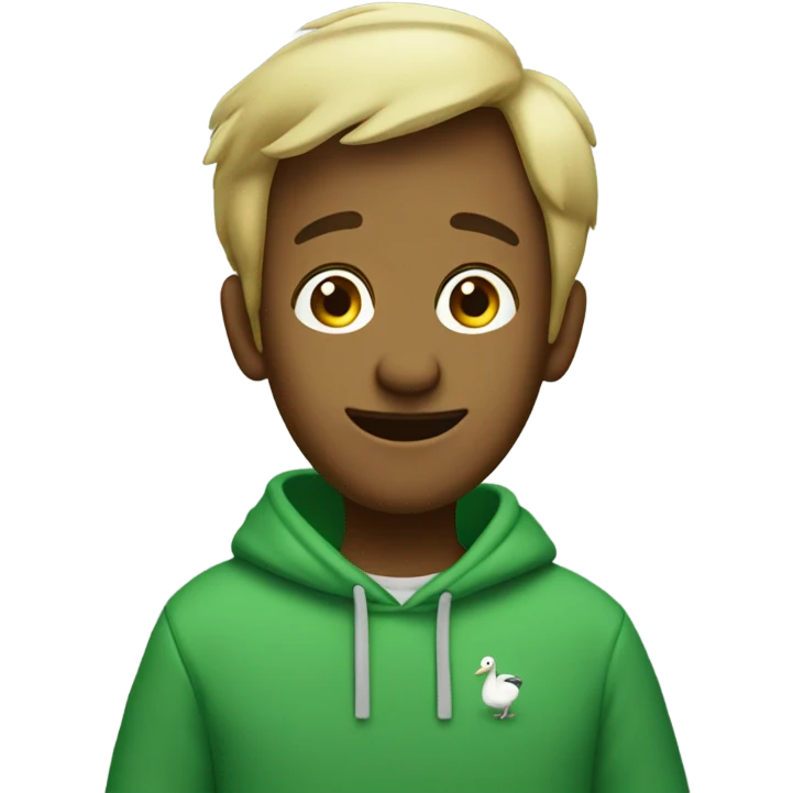 Silly goose in green sweatshirt  emoji