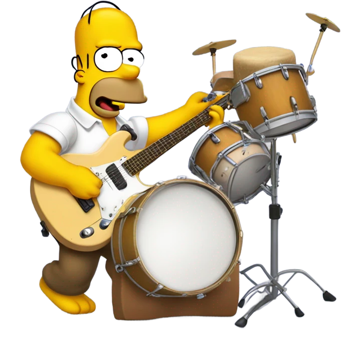 Homer Simpson with a monkey playing instruments inside emoji