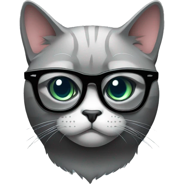 dark angry Pouting British Cat with cat eye glasses emoji