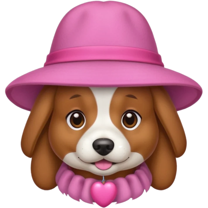 dog wearing big pink hat emoji