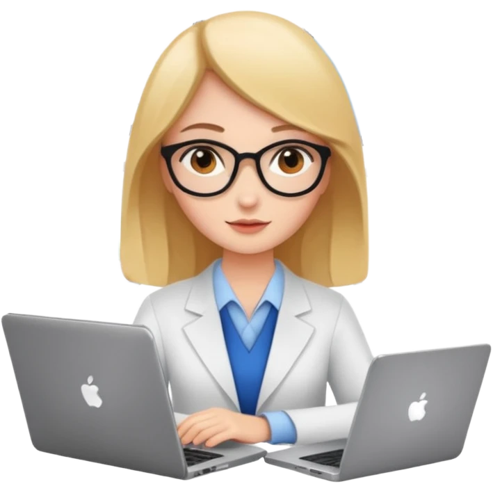 girl analyst with a laptop and charts emoji