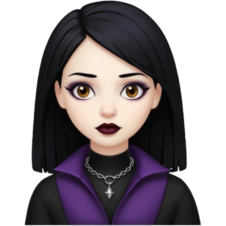 Goth girl black hair brown eyes emoji