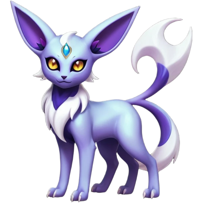 Shiny Exotic Badass Mystical Mysterious Gothic Espeon-Absol-Pokémon-Fakémon-hybrid-creature (full body) emoji