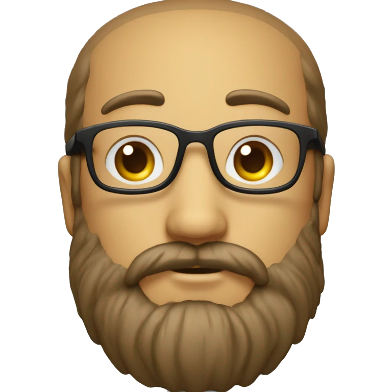 Tête avec une barbe des cheveux et des lunettes rondes emoji
