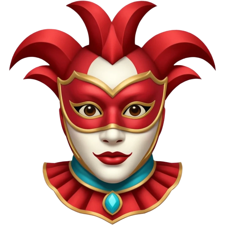 circus masked performer portrait, head and shoulders only, elegant carnival mask, dramatic costume collar, mysterious expression, 3D cartoon, mobile game icon style, clean background, no text, no watermark emoji