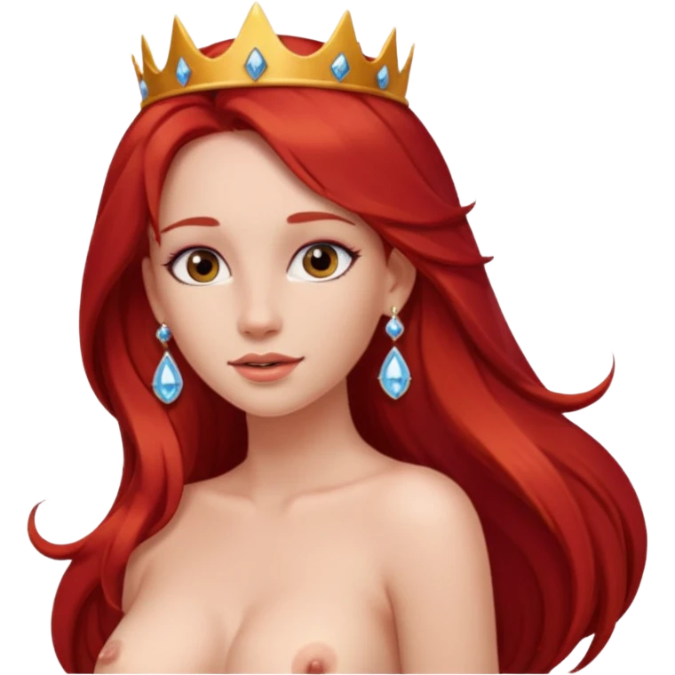 Hot   naked tits red long hair princess earrings emoji
