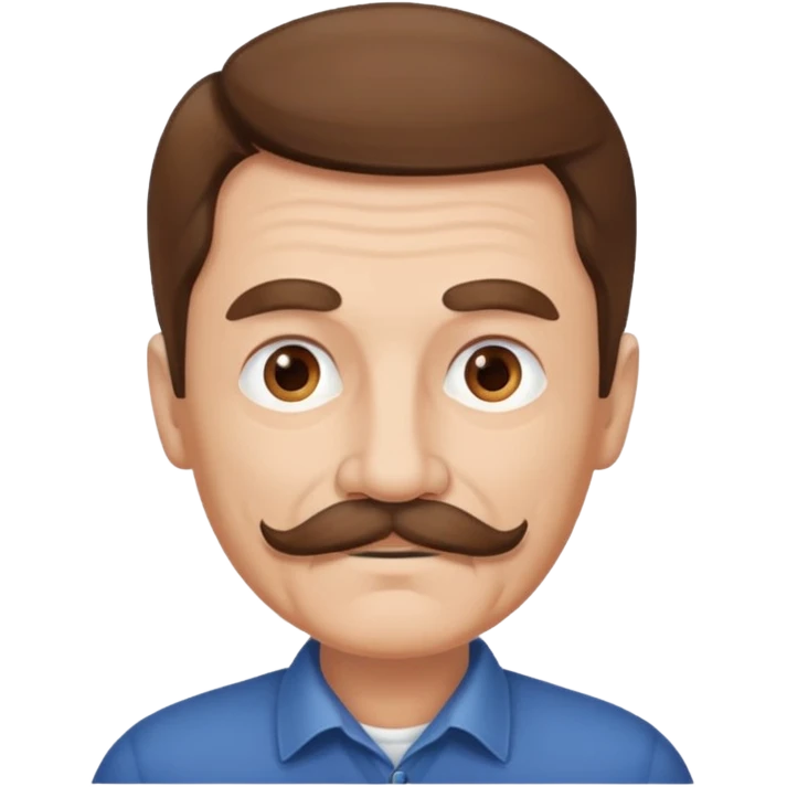 Older Man with brown hair and white mustache emoji