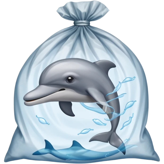 dolphin stuck in plastic waste bag emoji