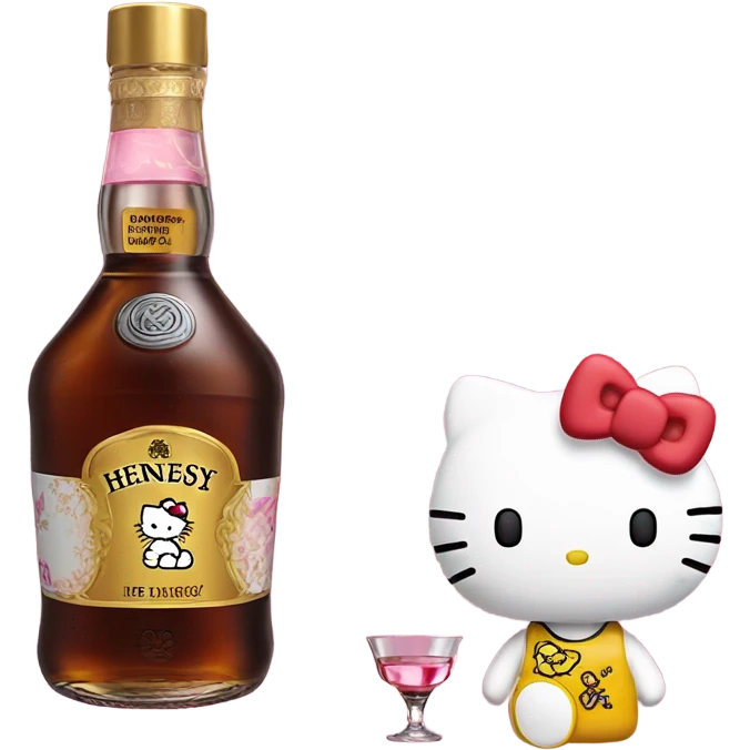 Hennessy bottle with hello Kitty emoji