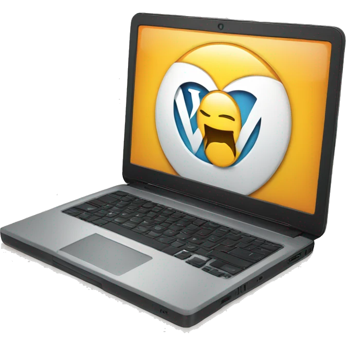 laptop with Wordpress logo inside emoji