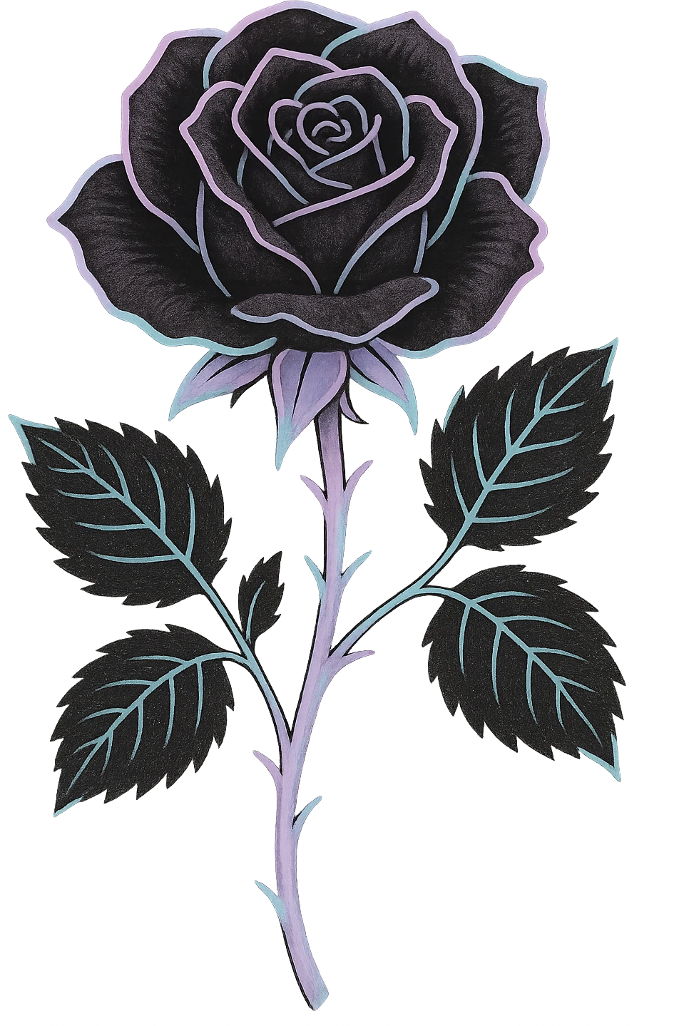 pastel goth black rose, remove background emoji