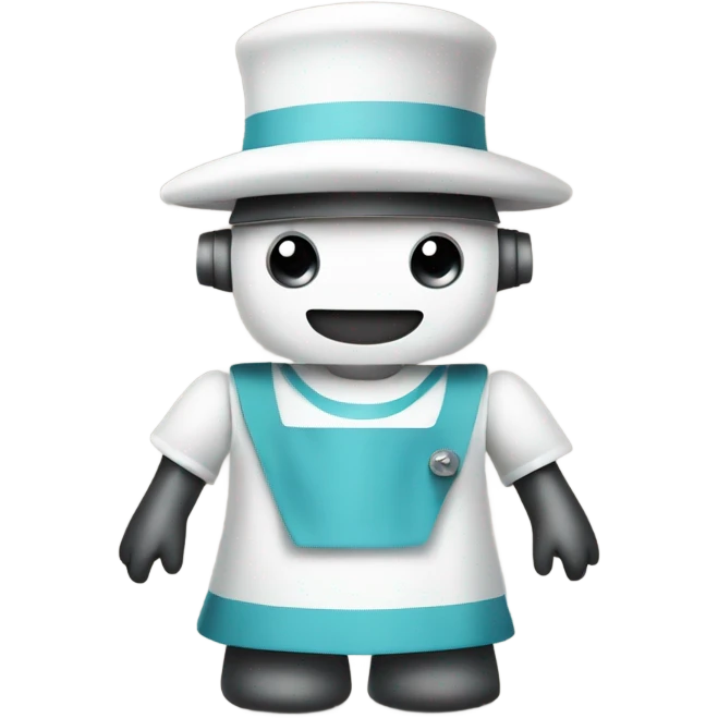 Robot wearing a maid apron and hat emoji