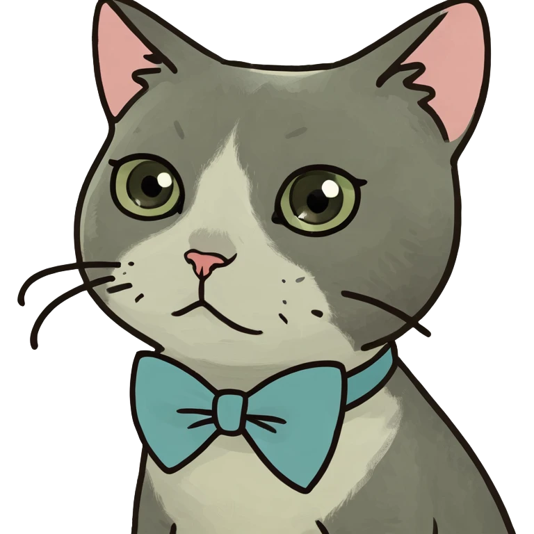 Sad cat with bow emoji
