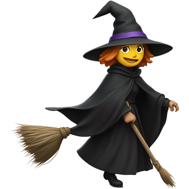 Witch floating down the street emoji