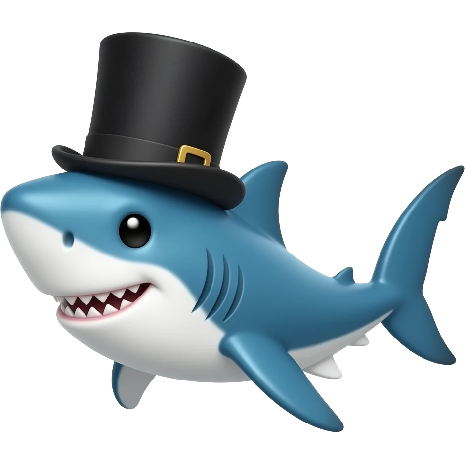Shark with a top hat emoji