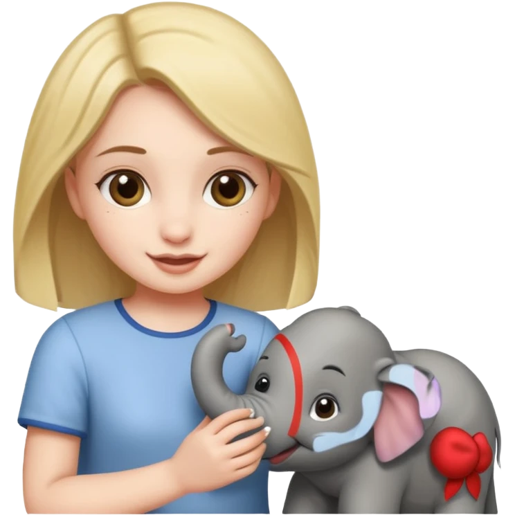 girl playing with elephant emoji