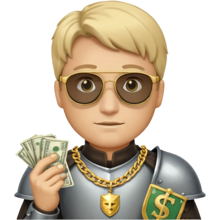 Knight with gold chain dark glasses money emoji