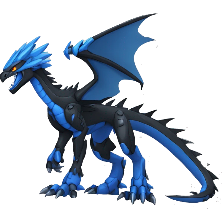  Cool Edgy Black Blue Digimon-Fakemon-Raptor-Dragon-Mecha full body emoji