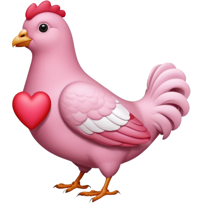 An pink pigeon eating heart shaped chicken  emoji