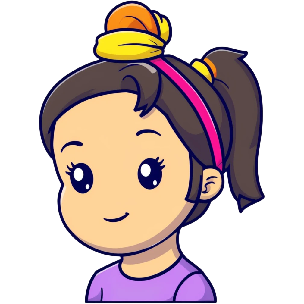 girl with ponytail and colorful headband emoji