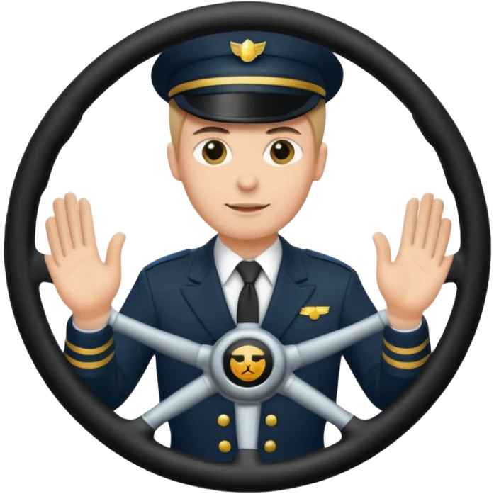 chauffeur in front of him there is a  steering wheel emoji