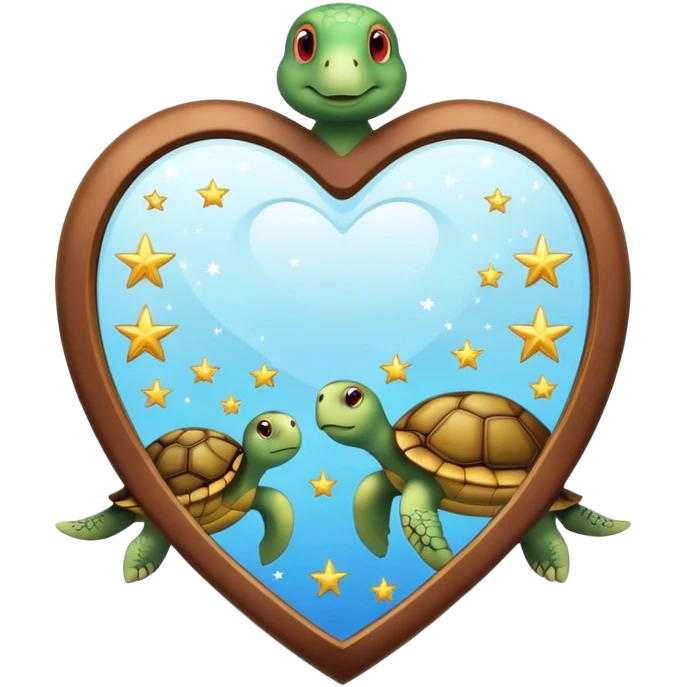 Heart shaped Mirror with turtle and stars emoji