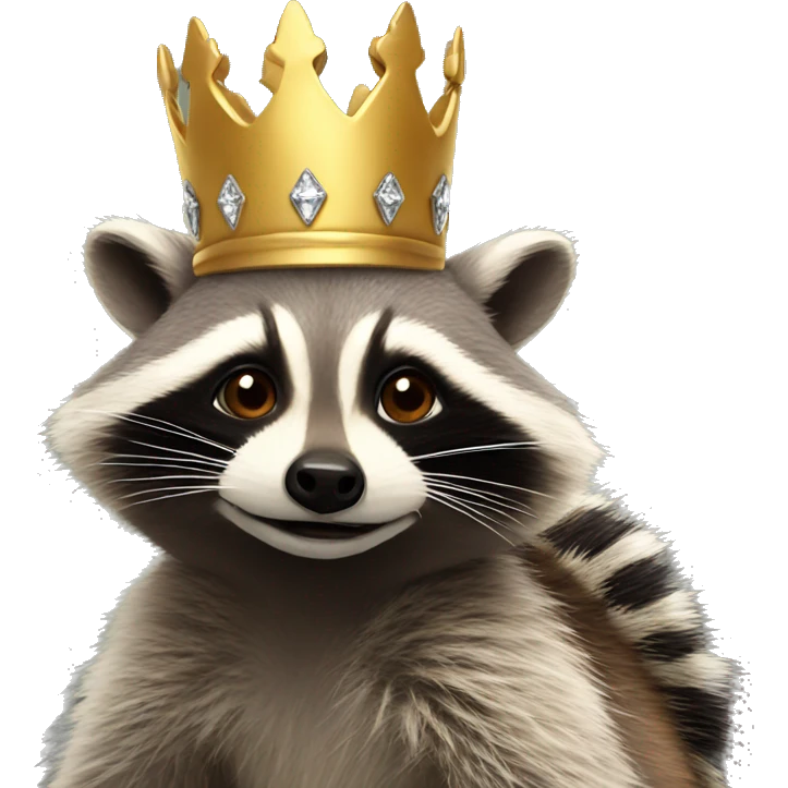 racoon wearing crown emoji