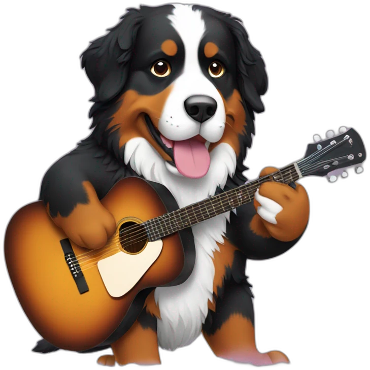 bernese mountain dog playng guitar emoji