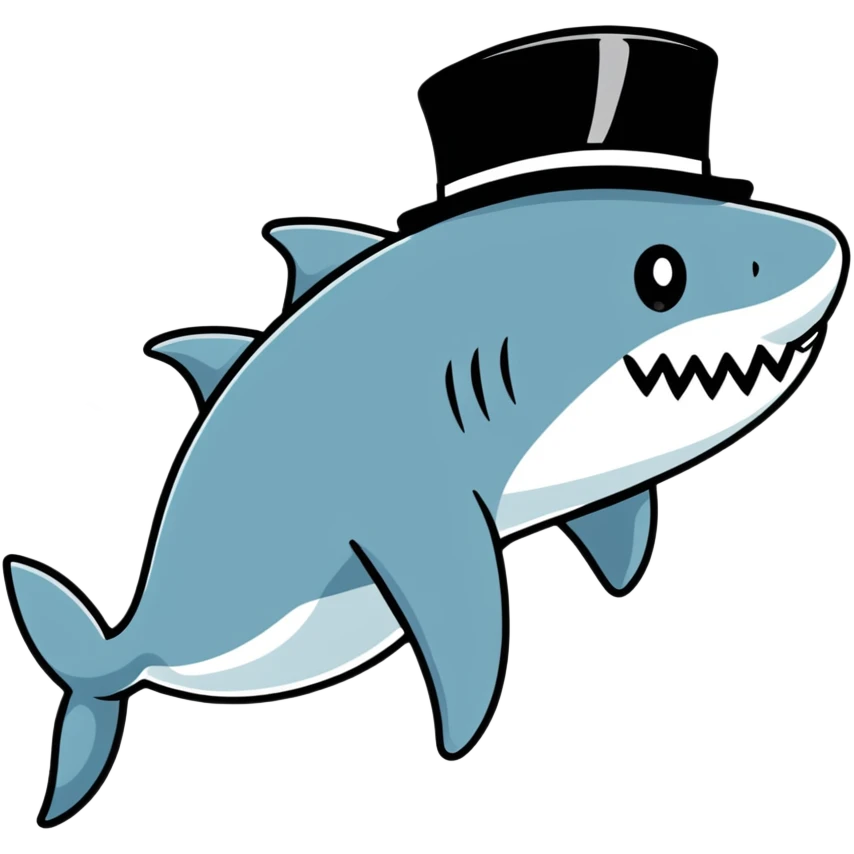 Shark with a top hat emoji