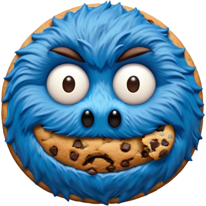 sesame street cookie monster only face and cookie emoji