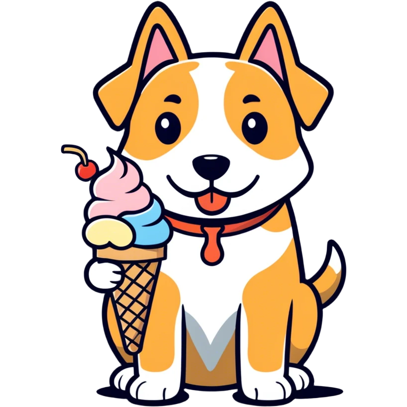 Dog eating ice cream emoji