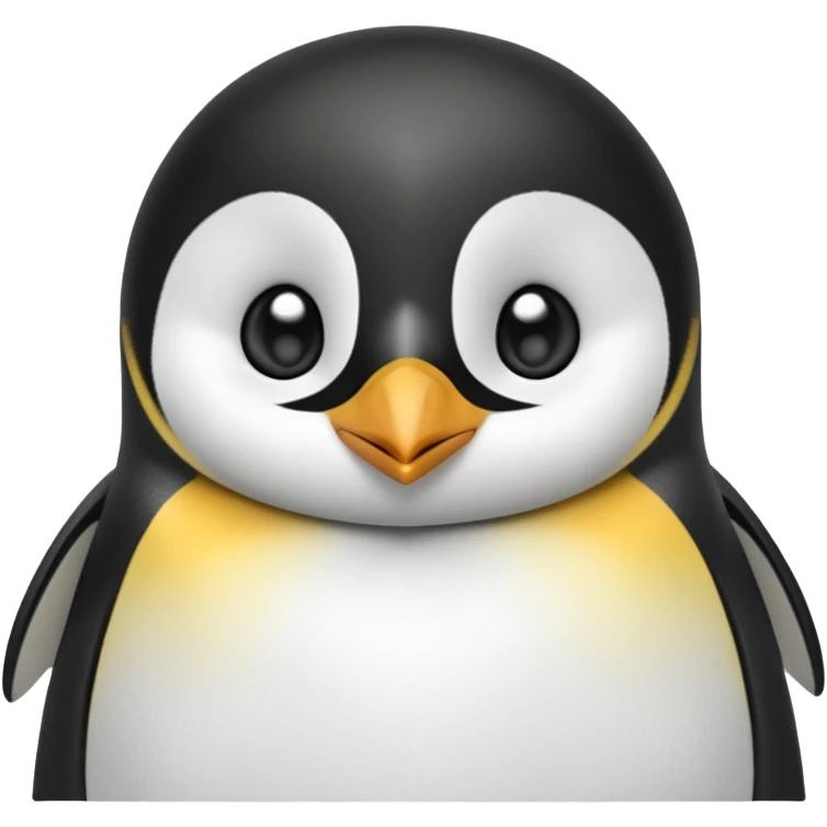 cinematic-cute-emperor-penguin-portrait-emoji,-head-tilted-playfully-and-inquisitively,-with-glossy,-pristine-plumage,-sparkling-eyes-filled-with-curiosity,-simplified-yet-irresistibly-adorable-features, black, large black eyes face, zoomed in emoji