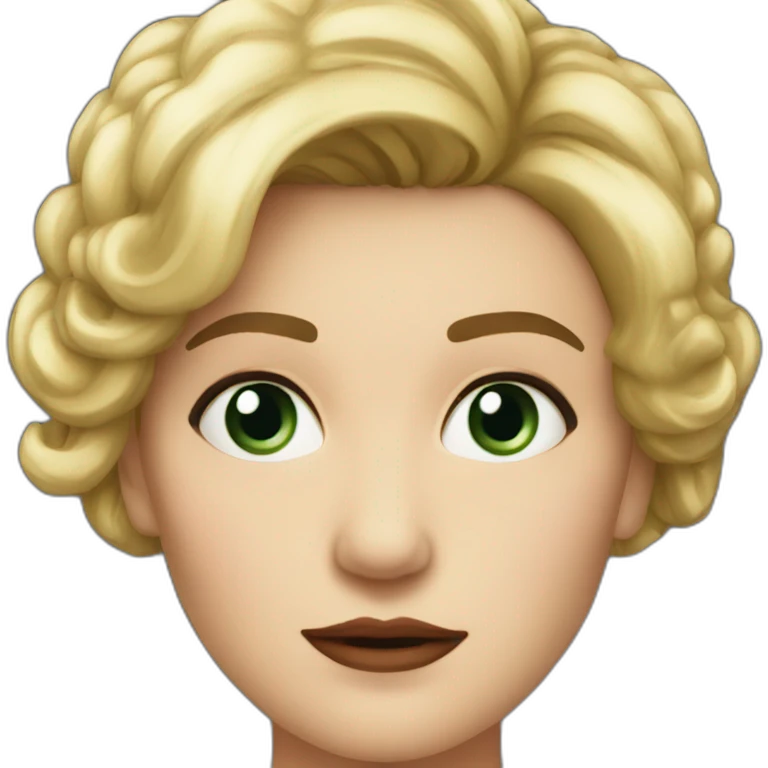 Sandra Huller german actress face head realistic short hair frown emoji