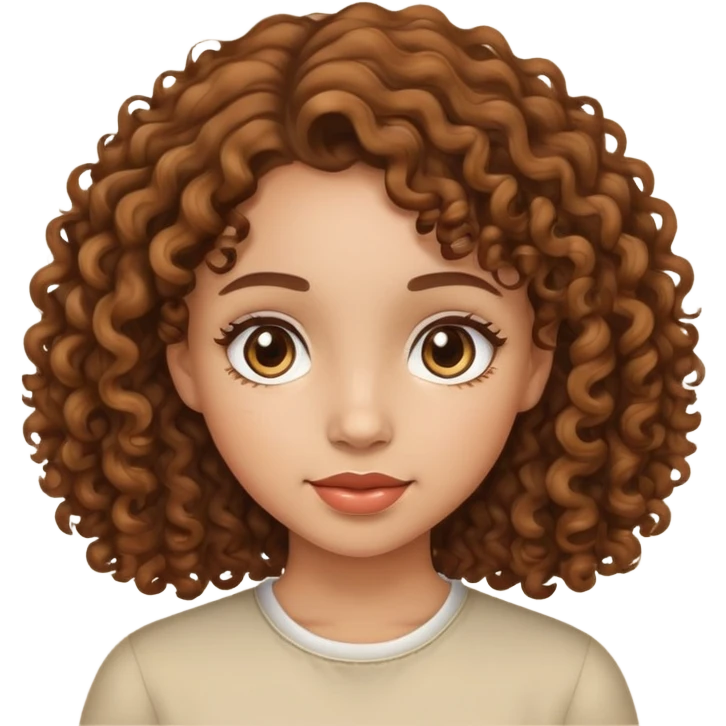 Light skinned medium Length brown curly haired girl emoji