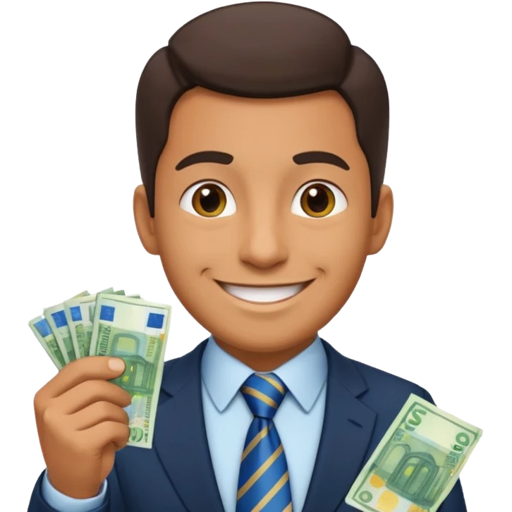 AN UNCLE with a tie in business clothes and with euro money
 emoji