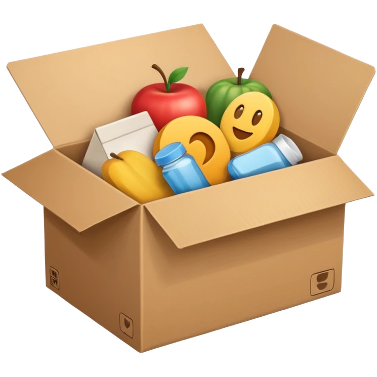 a box with different products emoji