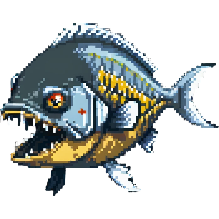 angry fish head logo with sharp teeth emoji