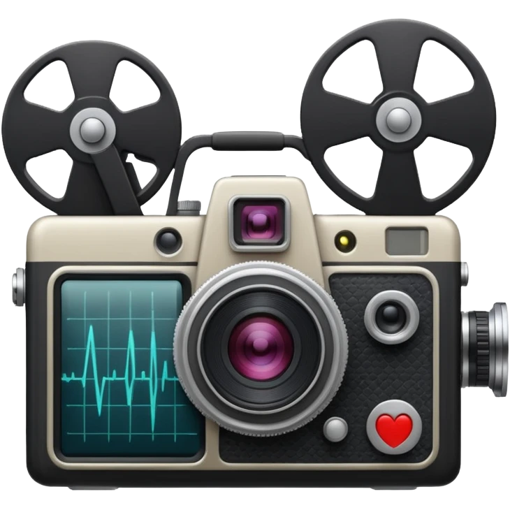 film camera with EKG reading emoji