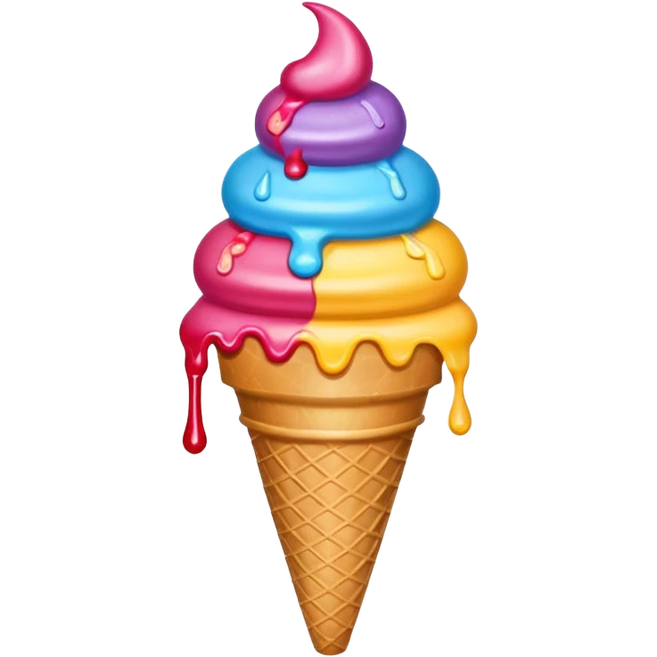 apple style emoji for summer season, ice cream cone, colorful and cheerful emoji