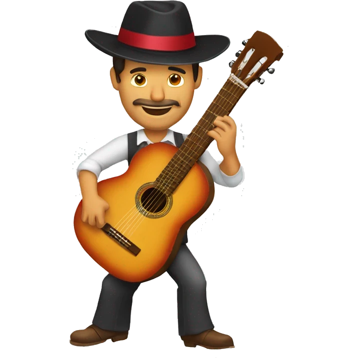 flamenco guitar played by spanish man with hat emoji