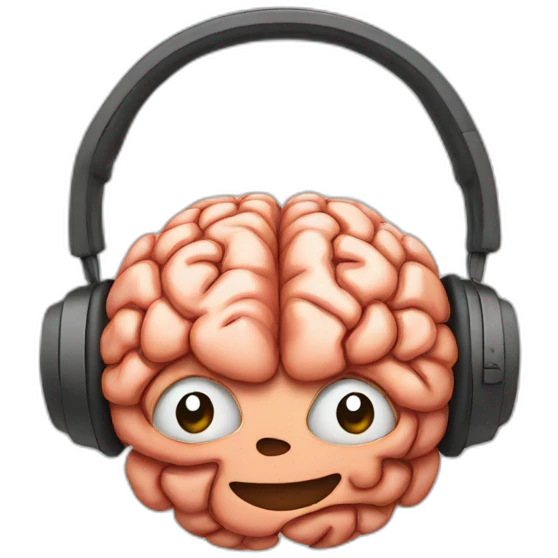 brain headphones happy emoji