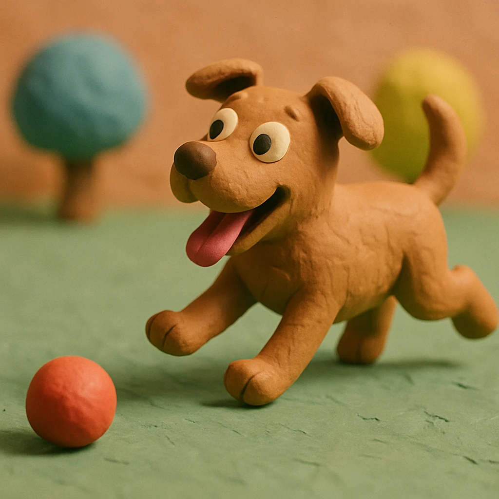 happy dog running after ball emoji