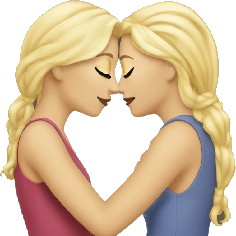 two blond lesbian women kissing  emoji