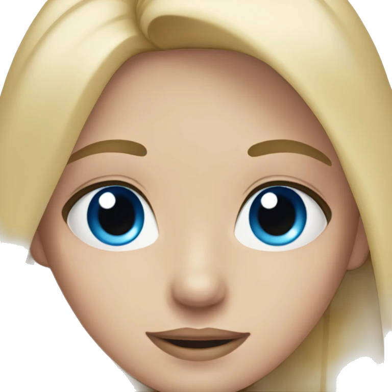 girl with blonde straight hair with blue eyes and wearing pink  emoji