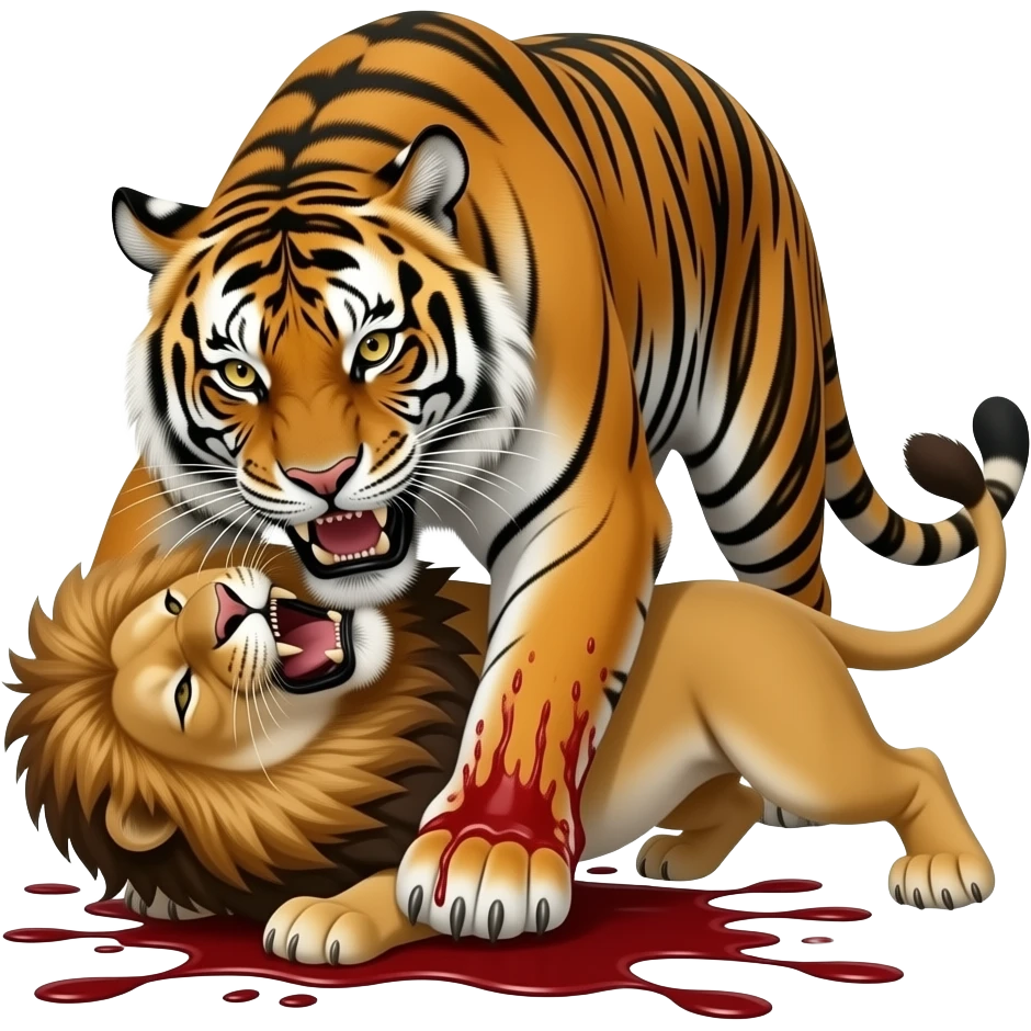 Tiger killing a lion blood included emoji