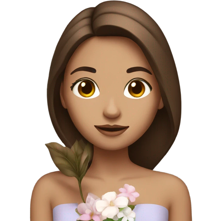 Brown hair model flower  emoji