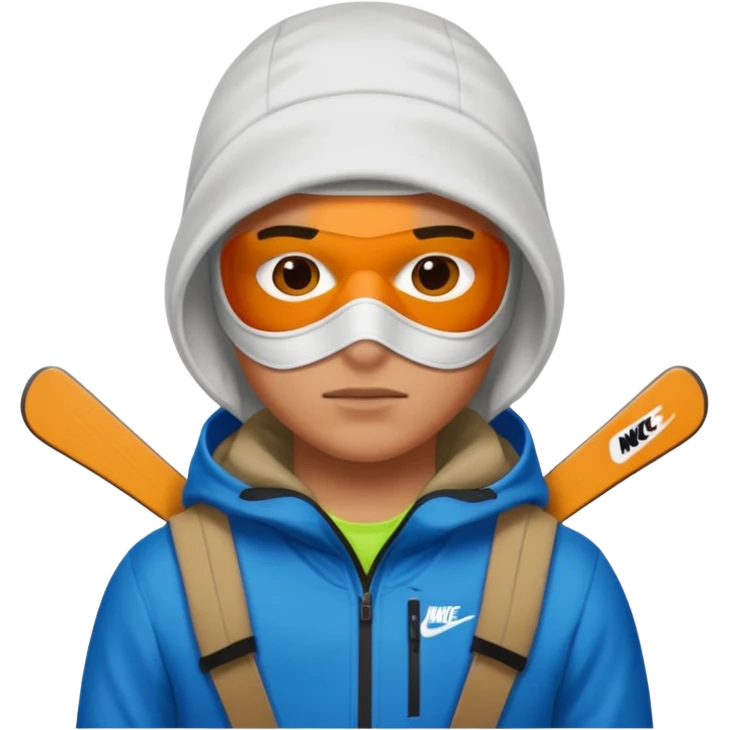 White person wearing a Nike Tex with hood and ski mask emoji