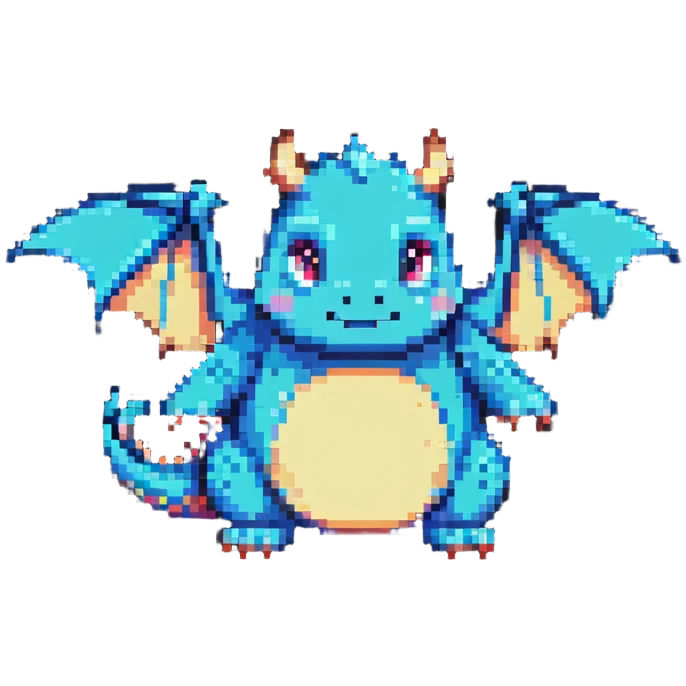 pixel art chubby dragon with tiny wings emoji