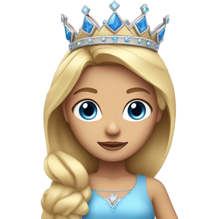 Blonde princess emoji girl with straight hair parted in the middle and blue eyes and a pink crown emoji
